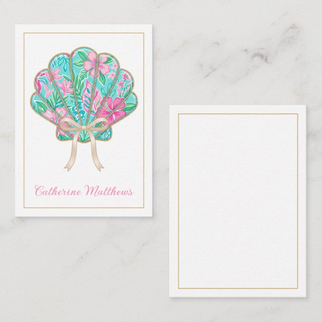 Preppy Tropical Seashell Personalised Card (Front/Back)
