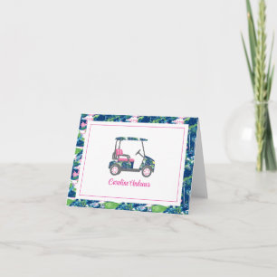 Preppy Tropical Turtles Palm Beach Golf Cart Thank You Card