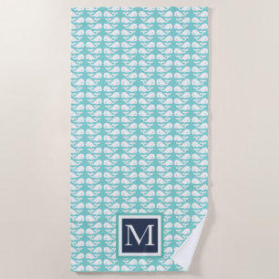 Preppy Turquoise Whale ⎥ Monogram Beach Towel
