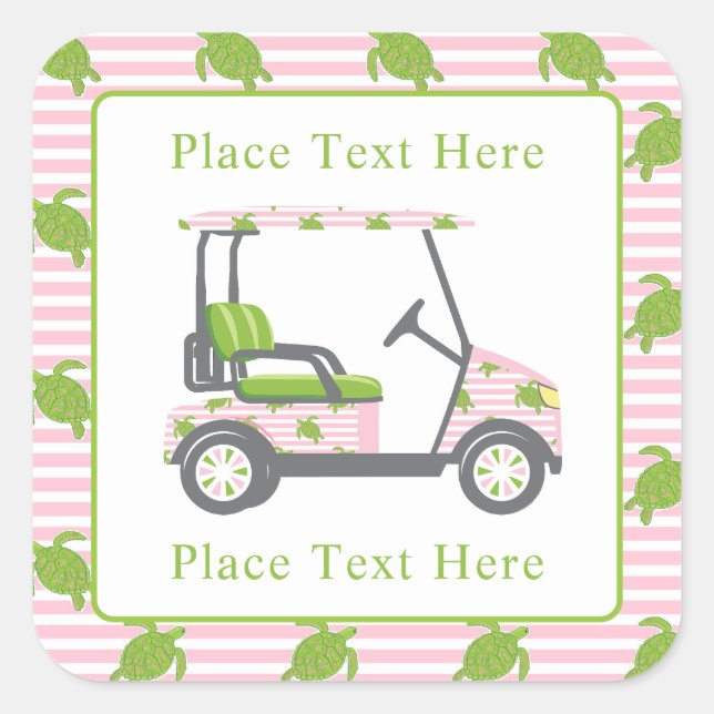 Preppy Turtles Golf Cart Square Sticker (Front)