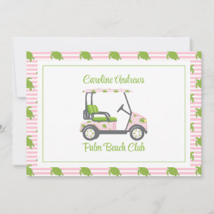 Preppy Turtles Palm Beach Golf Cart Personalised Thank You Card