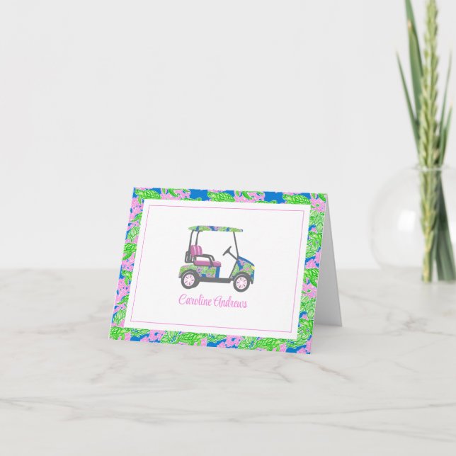 Preppy Turtles Palm Beach Golf Cart Personalised Thank You Card (Front)