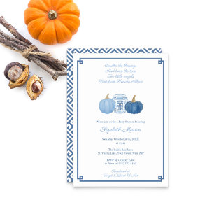 Preppy Twin Boys Pumpkins Autumn Baby Shower Party Invitation