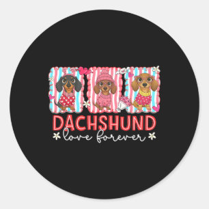 Preppy Valentine Dachshund Love Forever Cute Dog L Classic Round Sticker