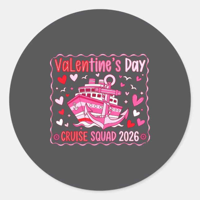 Preppy Valentines Cruise 2026 Family Matching Vale Classic Round Sticker (Front)