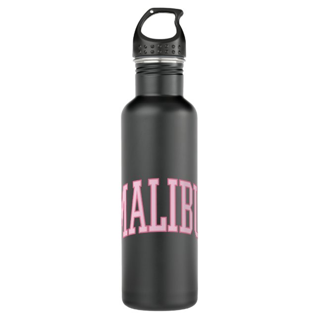 Preppy Varsity Pink Malibu California  710 Ml Water Bottle (Front)