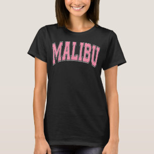 Preppy Varsity Style Pink Malibu California T-Shirt