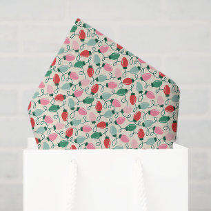 Preppy Vintage Pastel Christmas Lights Pattern Tissue Paper