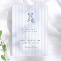 Preppy Vintage Teddy Bear Boy Baby Shower