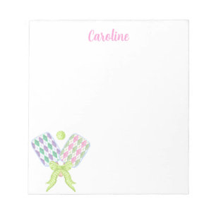 Preppy Watercolor Argyle Pickleball Paddles Notepad