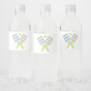 Preppy Watercolor Argyle Pickleball Paddles Water Bottle Label