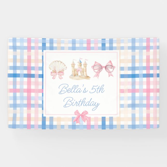Preppy Watercolor Beach Party  Banner (Horizontal)
