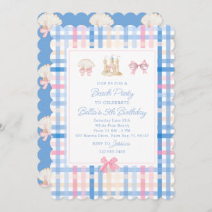 Preppy Watercolor Beach Party Invitation