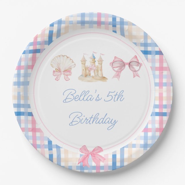 Preppy Watercolor Beach Party  Paper Plate (Front)