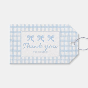 Preppy Watercolor Blue Gingham Personalised Gift Tags