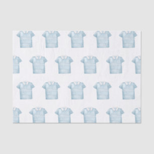 Preppy Watercolor Blue Monogram Golf Polo Shirt Tissue Paper