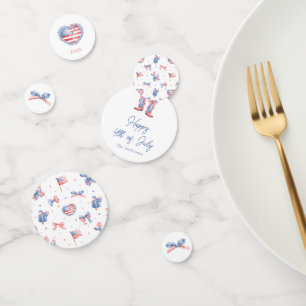 Preppy Watercolor Bows 4th Of July Confetti