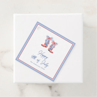 Preppy Watercolor Bows 4th Of July Favour Tags
