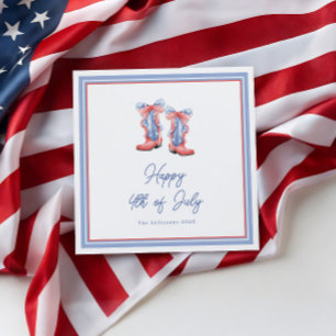 Preppy Watercolor Bows 4th Of July Napkin