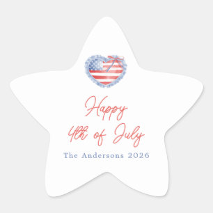 Preppy Watercolor Bows 4th Of July Star Sticker