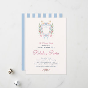 Preppy Watercolor Christmas Holiday Party Invite