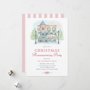 Preppy Watercolor Christmas Housewarming Invite