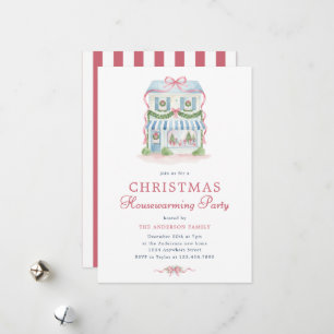Preppy Watercolor Christmas Housewarming Invite