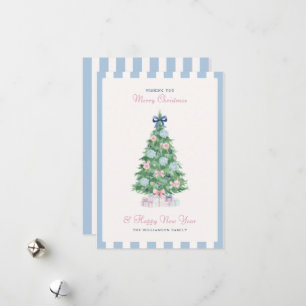 Preppy Watercolor Christmas Tree Non Photo Holiday Card