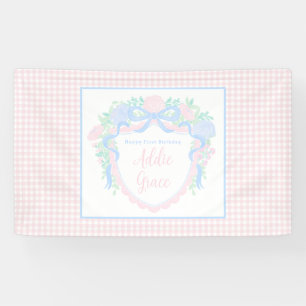 Preppy Watercolor Crest Birthday vinyl banner