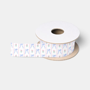 Preppy watercolor floral bows grandmillennial satin ribbon