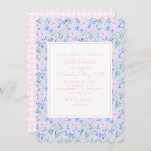 Preppy Watercolor Flowers Editable Invitation