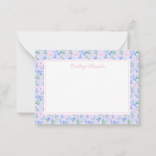 Preppy watercolor flowers Personalized Stationery Card