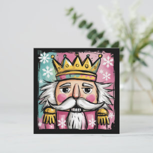 Preppy Watercolor Nutcracker Santa Christmas Girly Holiday Card