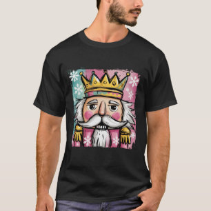 Preppy Watercolor Nutcracker Santa Christmas Girly T-Shirt