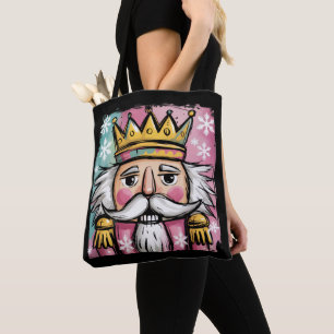 Preppy Watercolor Nutcracker Santa Christmas Girly Tote Bag