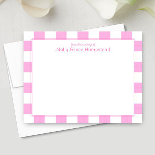 Preppy Watercolor Pink Stripes Baby Girl Thank You Card