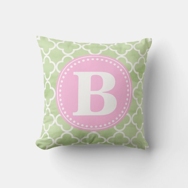 Preppy Watercolor Quatrefoil Custom Cushion (Front)