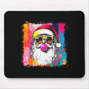 Preppy Watercolor Santa Bubble Gum Nk Sungles Chri Mouse Pad
