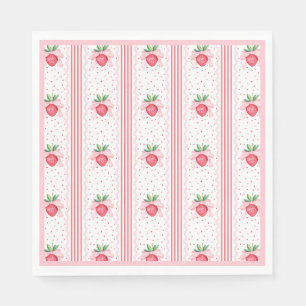 Preppy Watercolor Strawberries Berry Sweet Napkin