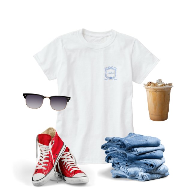 Preppy Wedgewood Monogram Graduation T-Shirt (Creator Uploaded)