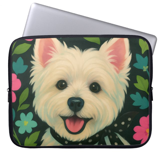Preppy Westie Electronics Bag Laptop Sleeve (Front)