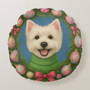 Preppy Westie Round Cushion