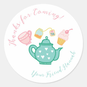 Preppy Whimsical Tea Party  Classic Round Sticker