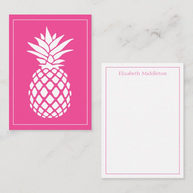 Preppy White Pineapple on Pink Card (Front/Back)