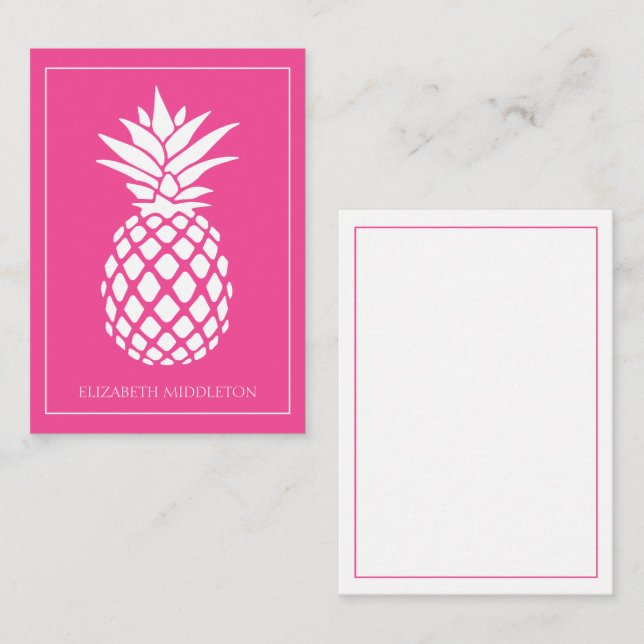 Preppy White Pineapple on Pink Card (Front/Back)