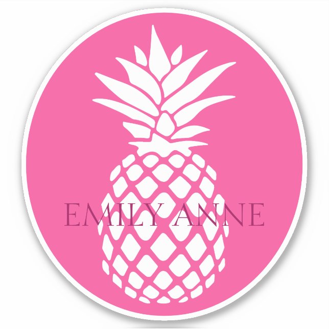 Preppy White Pineapple on Pink Personalised (Front)
