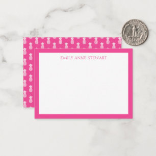 Preppy White Pineapples on Pink Card