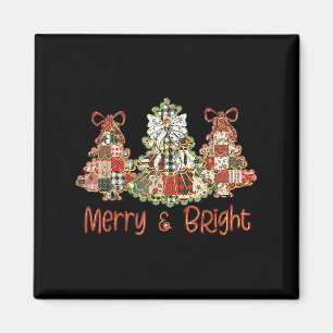 Preppy Xmas Coquette Bow Lace Merry Bright Christm Magnet