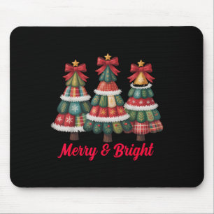 Preppy Xmas Coquette Bow Lace Merry Bright Christm Mouse Pad