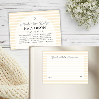Preppy Yellow Stripes Baby Shower Book Request Enclosure Card